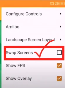 click on swap screens